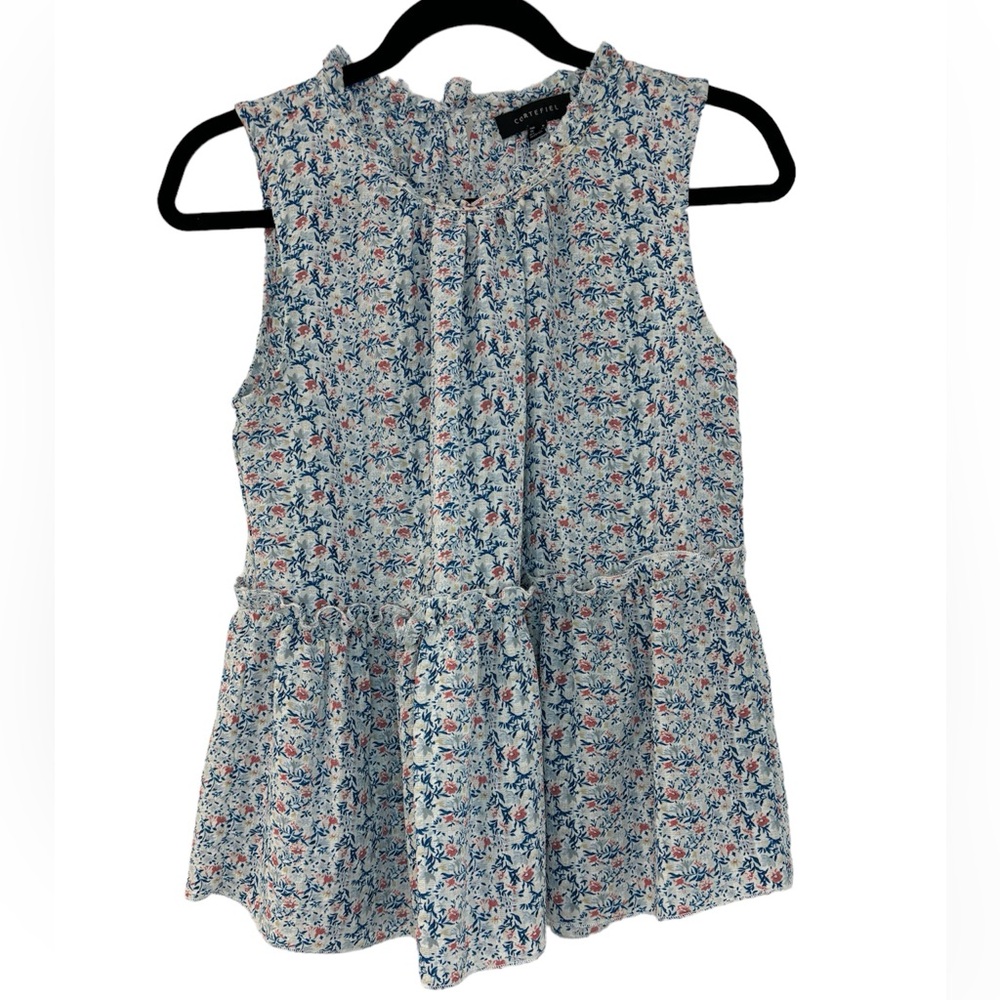 Cortefiel, Floral Print Round-Neck A-line Top size M